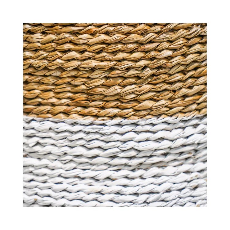 Seagrass Log & Kindling Basket, White, Set of 2 Luxury Home Decor Garden & Outdoor And Gifts