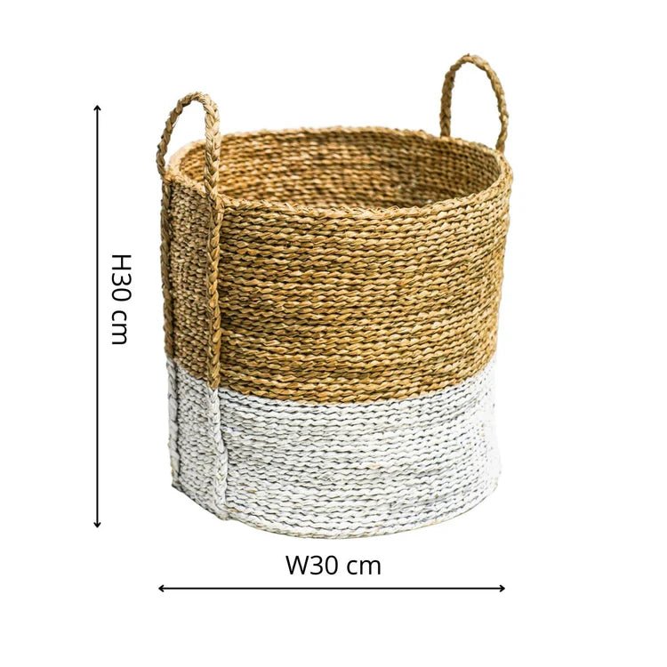 Seagrass Log & Kindling Basket, White, Set of 2 Luxury Home Decor Garden & Outdoor And Gifts