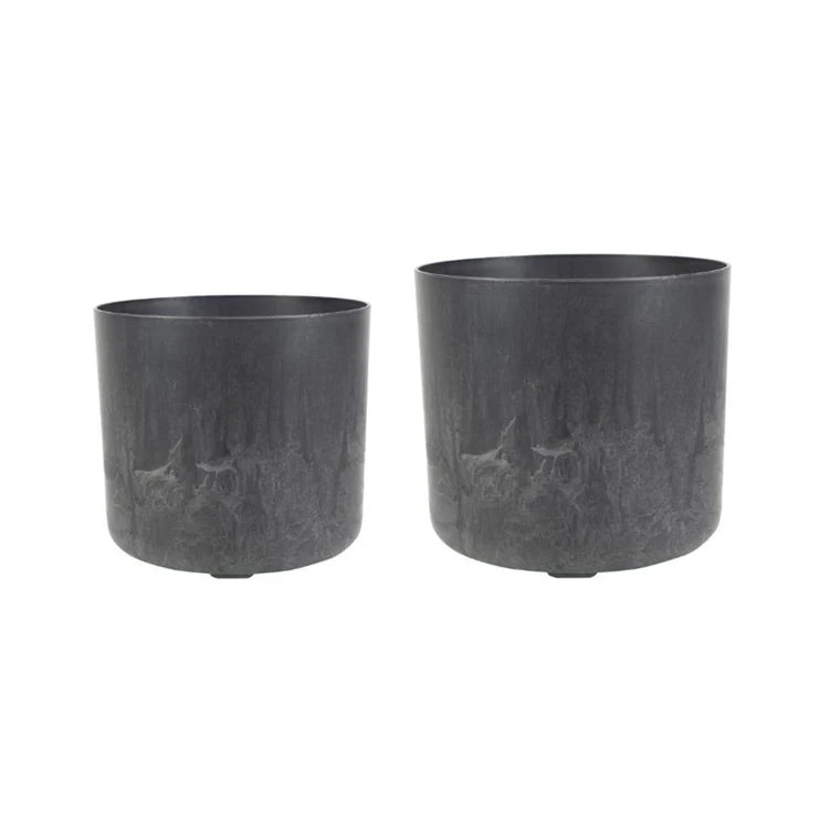 Set of 2 Celine Indoor Planters Black Stone Finish - 100% Recycled, Unique Water Reservoir Quality Home Decor Garden & Outdoor Living and Gifts