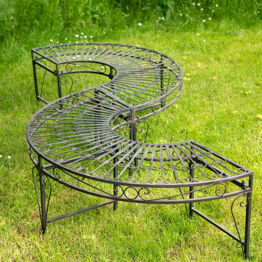 Set of 2 Curved Garden Benches - Vintage Iron Quality Home Decor Garden & Outdoor Living and Gifts