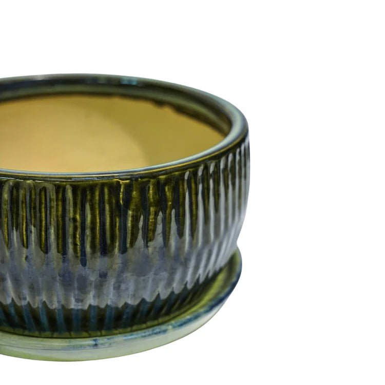 Set of 2 Emerald Green Bonsai Round Planters Luxury Home Decor Garden & Outdoor And Gifts