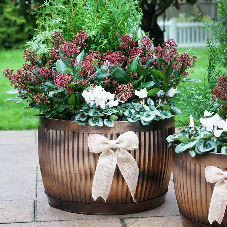 Set of 2 Hampton Outdoor Bowl Planters Copper Finish - Inspired by Hampton Court Palace Gardens Quality Home Decor Garden & Outdoor Living and Gifts