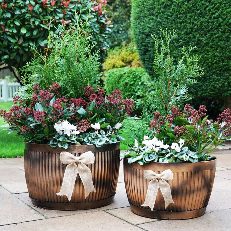 Set of 2 Hampton Outdoor Bowl Planters Copper Finish - Inspired by Hampton Court Palace Gardens Quality Home Decor Garden & Outdoor Living and Gifts
