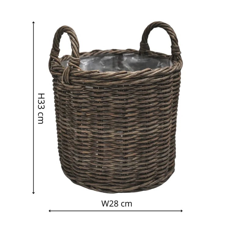 Set of 2 Outdoor Lined Planters Black Rattan Finish - w/Handles, UV Stable, Recyclable Quality Home Decor Garden & Outdoor Living and Gifts