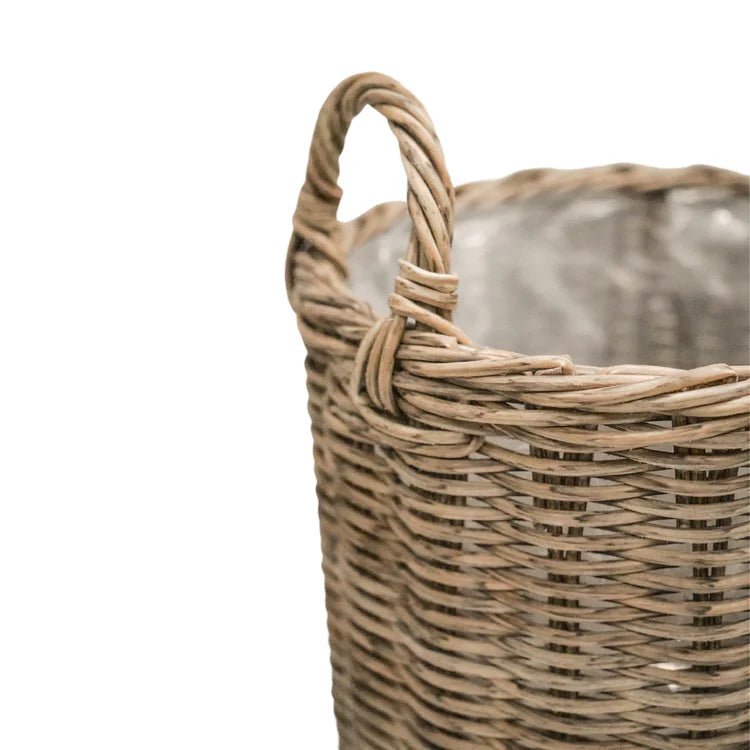 Set of 2 Outdoor Lined Planters Natural Rattan Finish - Woven Design, Frost Resistant Quality Home Decor Garden & Outdoor Living and Gifts