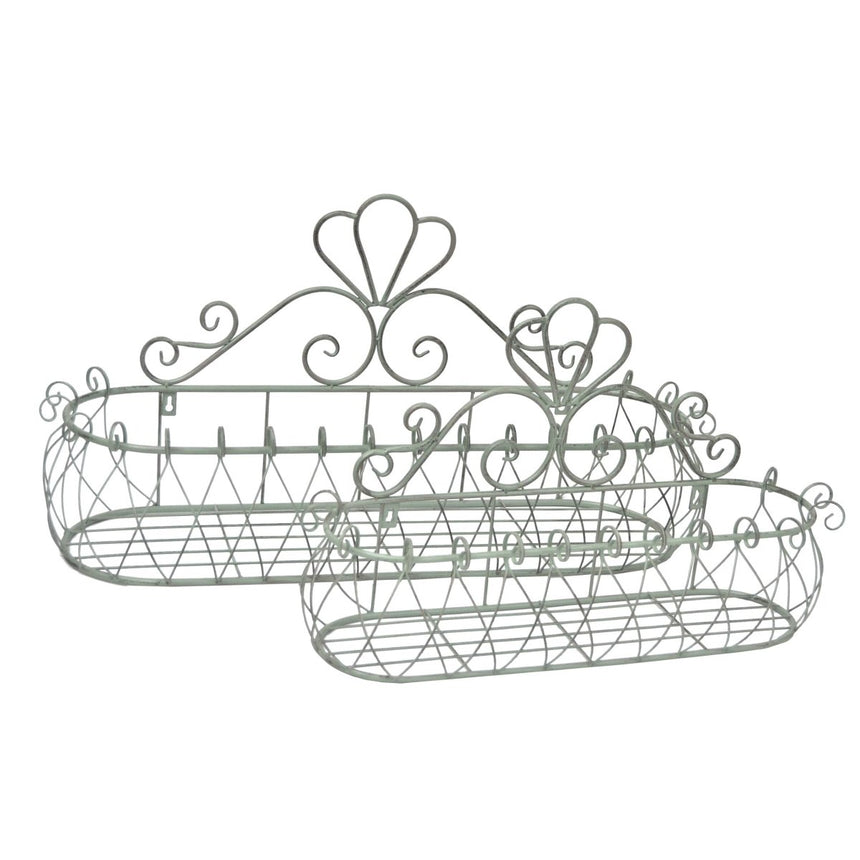 Set of 2 Outdoor Wall Basket Planters - Siecle Style - Green Quality Home Decor Garden & Outdoor Living and Gifts