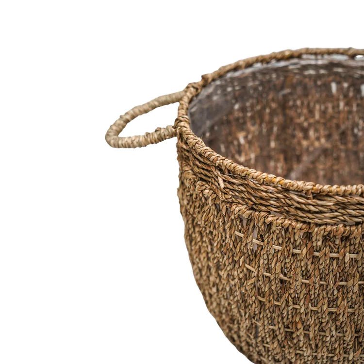 Set of 2 Seagrass Baskets or Plant Containers - With Handles and Lining Luxury Home Decor Garden & Outdoor And Gifts