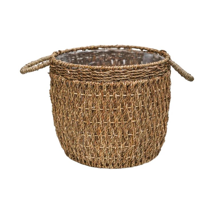 Set of 2 Seagrass Baskets or Plant Containers - With Handles and Lining Luxury Home Decor Garden & Outdoor And Gifts