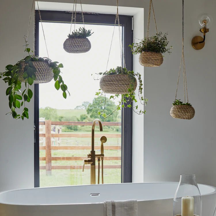 Set of 2 Seagrass Indoor Hanging Baskets - Perfect For Trailing Plants Luxury Home Decor Garden & Outdoor And Gifts