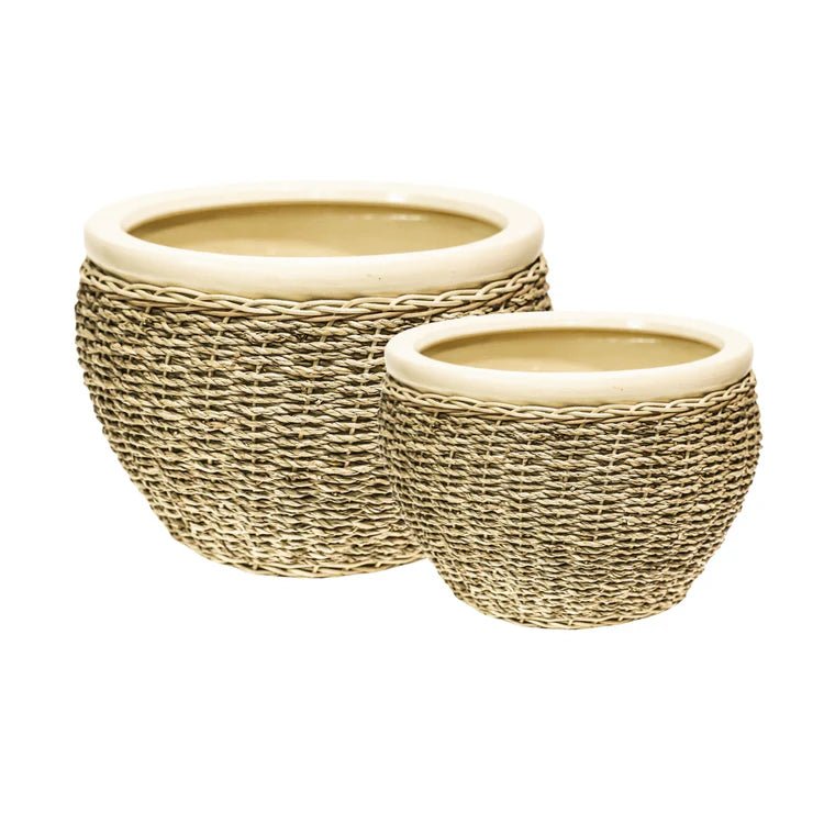 Set of 2 Seagrass Indoor Planters - Waterproof, Suit All Home Interior Styles, Lightweight Quality Home Decor Garden & Outdoor Living and Gifts