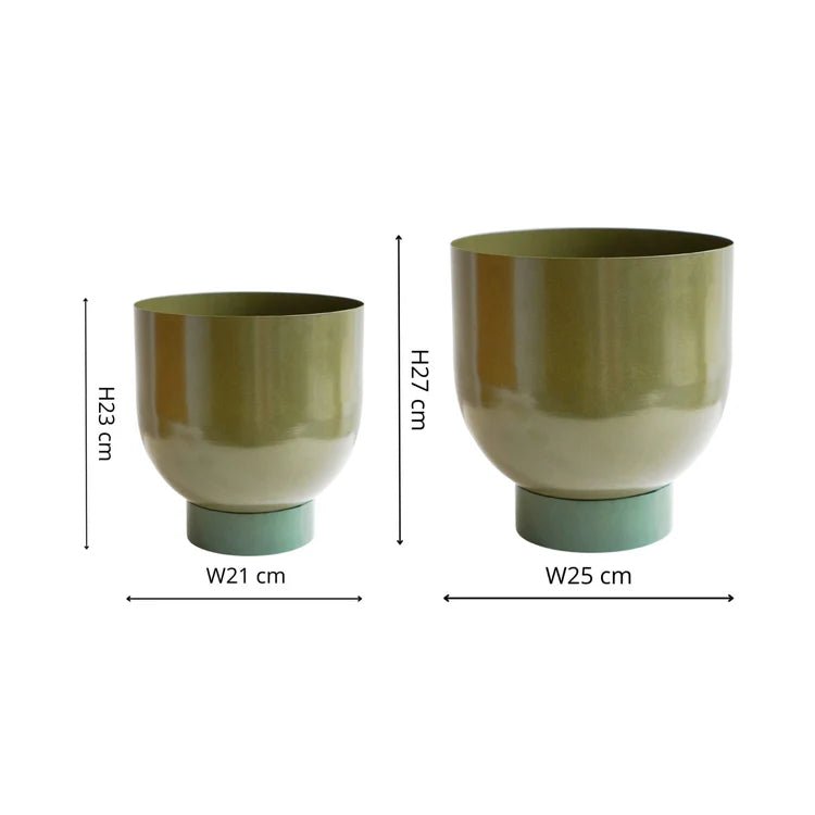 Set of 2 Terracotta Lime Green Metallic Houseplant Pots Luxury Home Decor Garden & Outdoor And Gifts