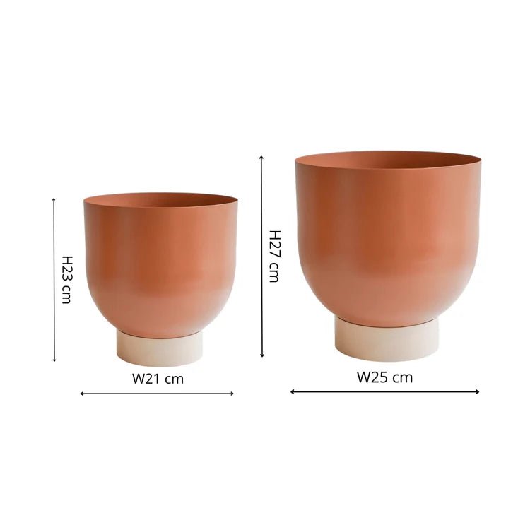 Set of 2 Terracotta Orange Metallic Houseplant Pots Luxury Home Decor Garden & Outdoor And Gifts