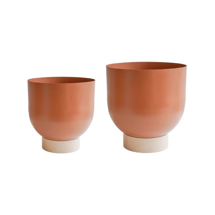 Set of 2 Terracotta Orange Metallic Houseplant Pots Luxury Home Decor Garden & Outdoor And Gifts