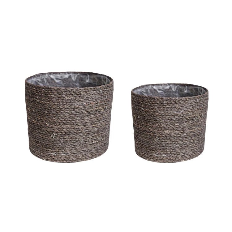 Set of 2 Theo Indoor Basket Planters - Grey Quality Home Decor Garden & Outdoor Living and Gifts