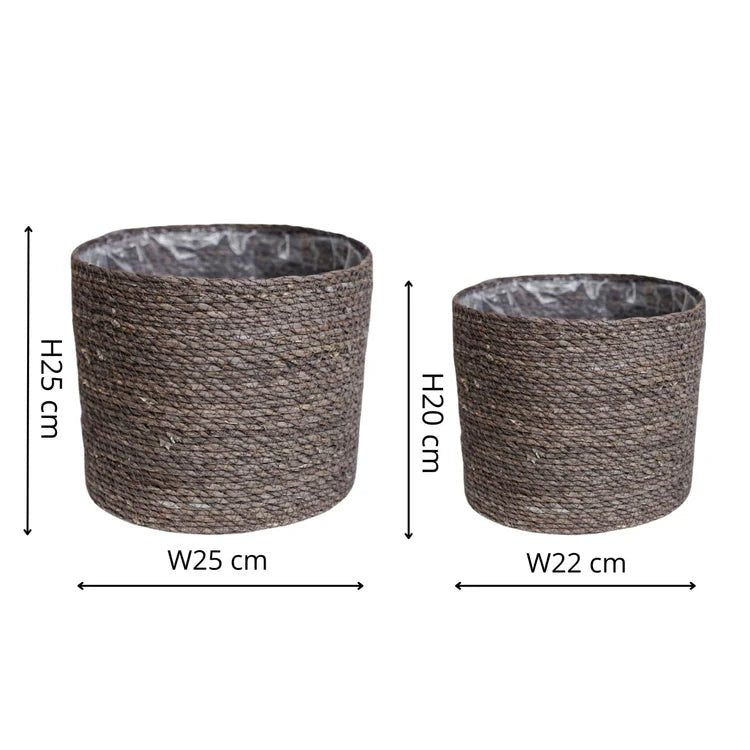 Set of 2 Theo Indoor Basket Planters - Grey Quality Home Decor Garden & Outdoor Living and Gifts