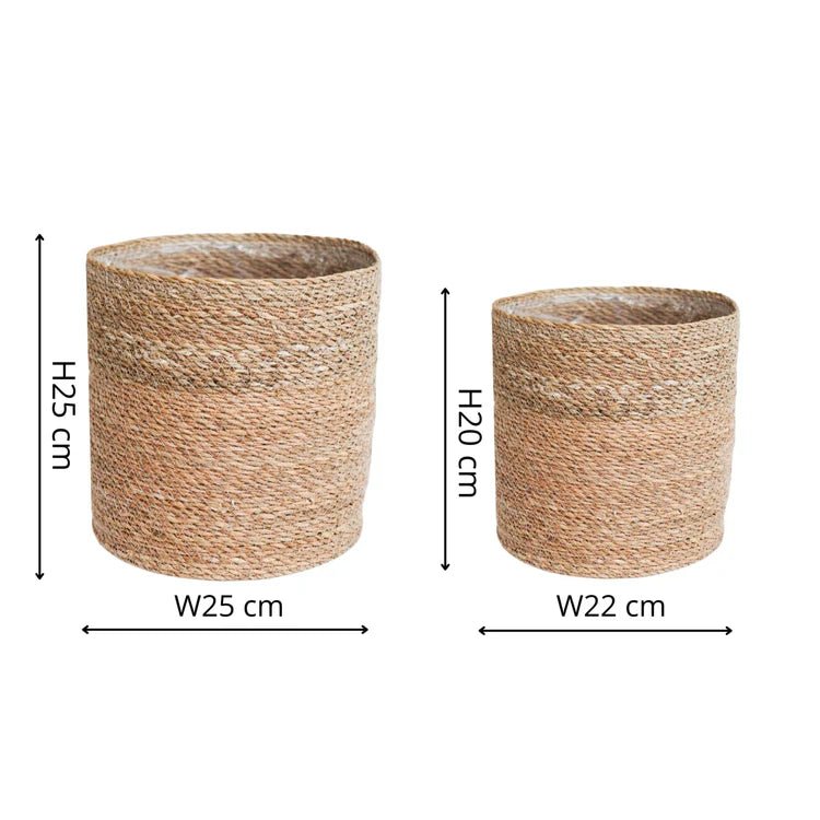 Set of 2 Theo Indoor Basket Planters - Natural & Brown Quality Home Decor Garden & Outdoor Living and Gifts