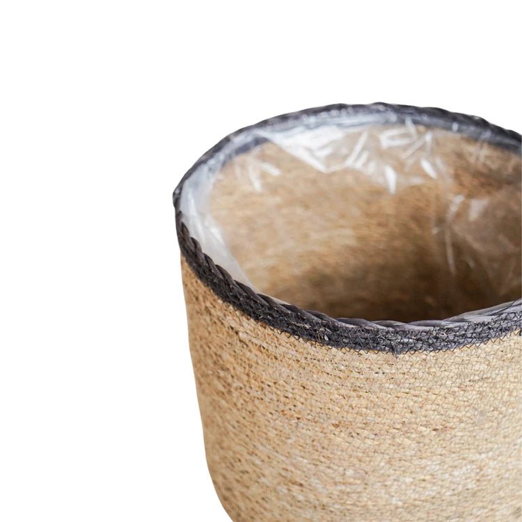 Set of 2 Theo Indoor Basket Planters - Natural & Grey Quality Home Decor Garden & Outdoor Living and Gifts