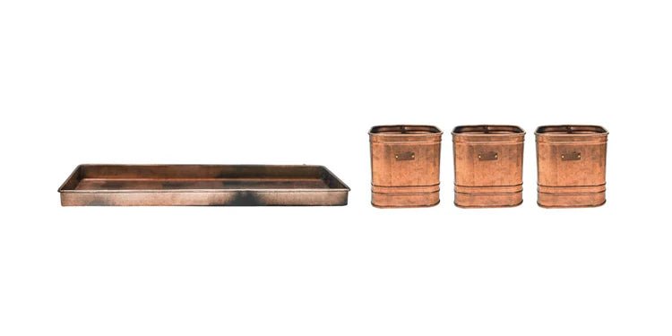 Set of 3 Hampton Outdoor Herb Planters & Tray Copper Finish - Inspired by Hampton Court Kitchen Quality Home Decor Garden & Outdoor Living and Gifts