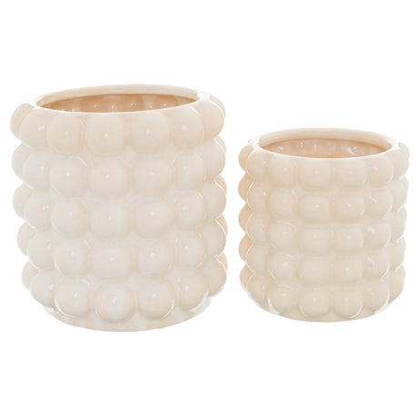 Large Ceramic Bubble Texture Cream Indoor Planter Luxury Home Decor Garden & Outdoor And Gifts