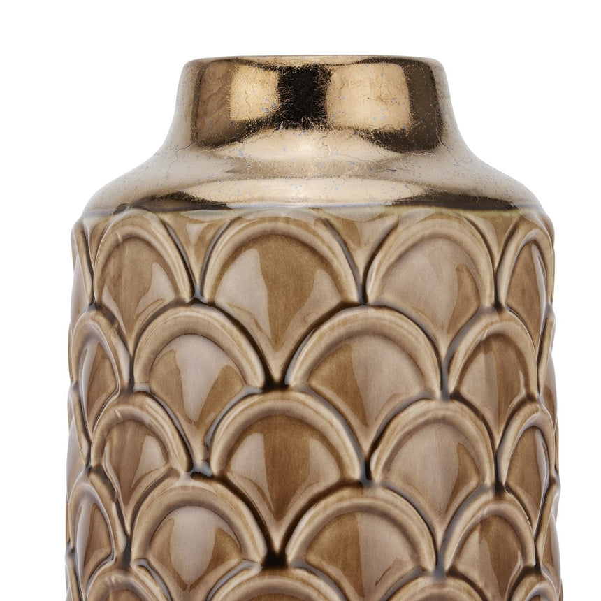 Seville Collection Small Caramel Scalloped Vase - Decorative Ceramic Vases UK Luxury Home Decor Garden & Outdoor And Gifts