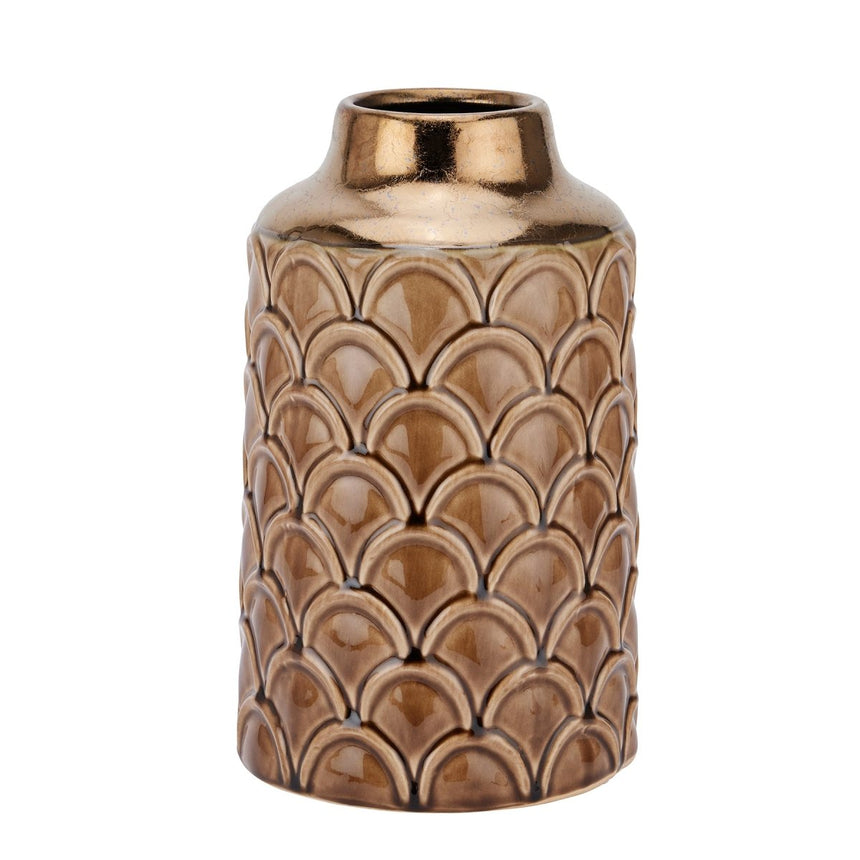 Seville Collection Small Caramel Scalloped Vase - Decorative Ceramic Vases UK Luxury Home Decor Garden & Outdoor And Gifts