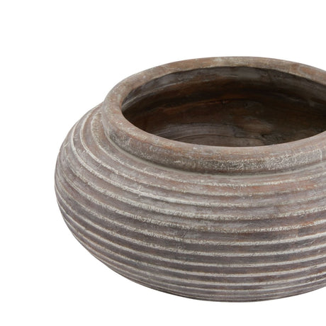 Italian Inspired Brown Round Ribbed Indoor Planter Luxury Home Decor Garden & Outdoor And Gifts