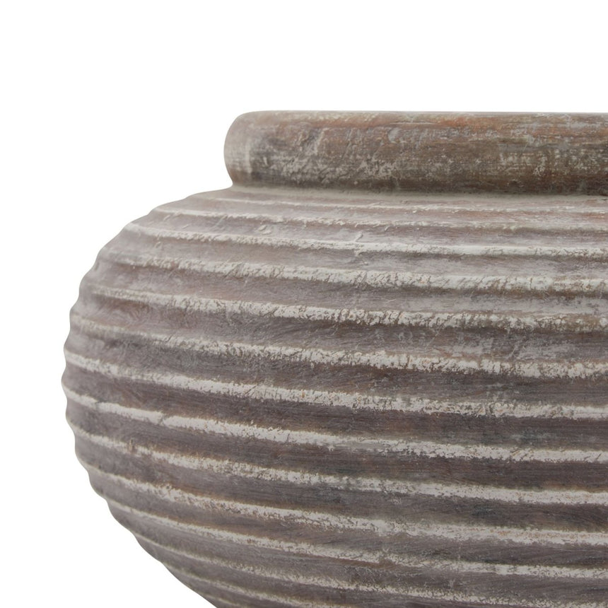 Italian Inspired Brown Round Ribbed Indoor Planter Luxury Home Decor Garden & Outdoor And Gifts