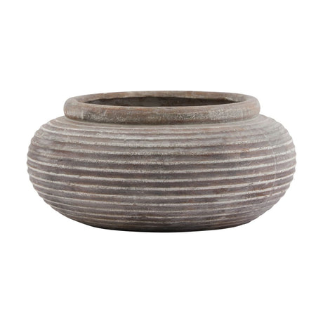 Italian Inspired Brown Round Ribbed Indoor Planter Luxury Home Decor Garden & Outdoor And Gifts