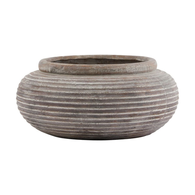 Italian Inspired Brown Round Ribbed Indoor Planter Luxury Home Decor Garden & Outdoor And Gifts