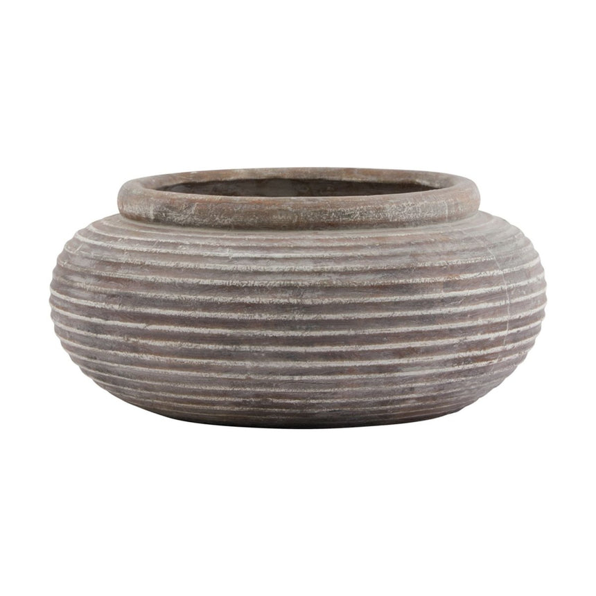 Italian Inspired Brown Round Ribbed Indoor Planter Luxury Home Decor Garden & Outdoor And Gifts
