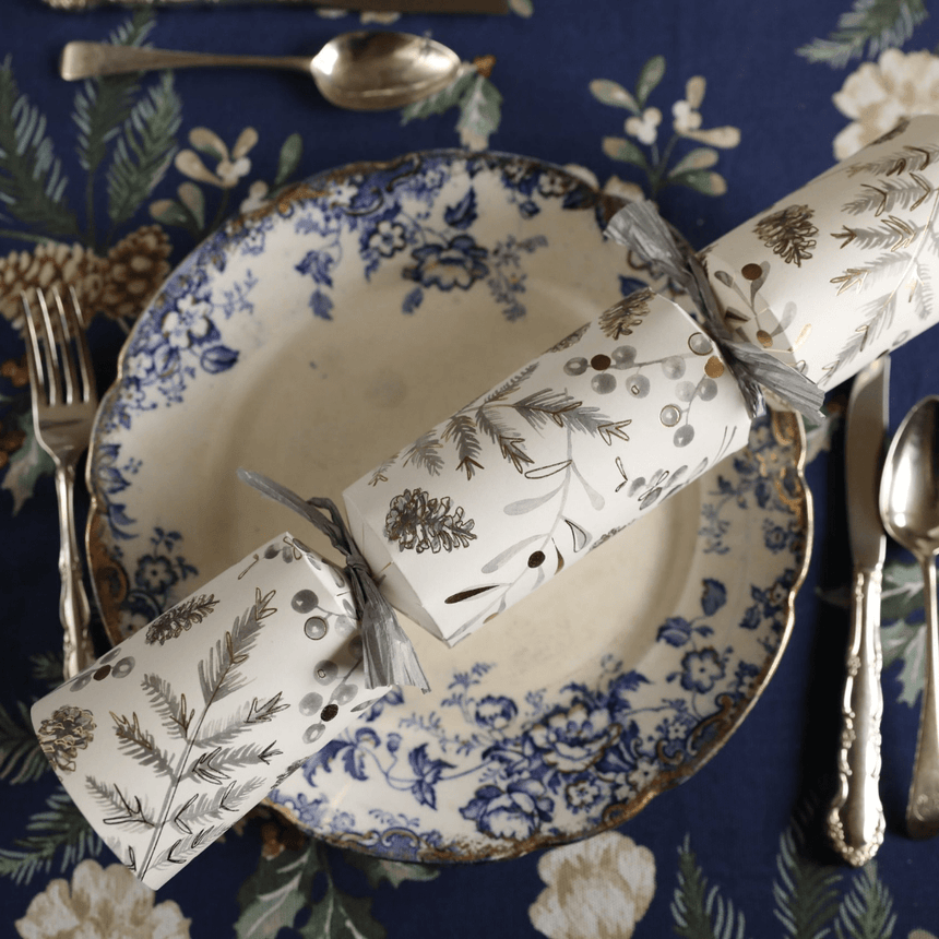 Silver Botanical Eco Christmas Crackers – FSC Mix 14in Set of 8 | Decor Sanctuary Quality Home Decor Garden & Outdoor Living and Gifts