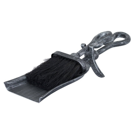 Fireplace Hearth Tidy In Silver Brushed Steel Finish - Hand Brush and Shovel Luxury Home Decor Garden & Outdoor And Gifts