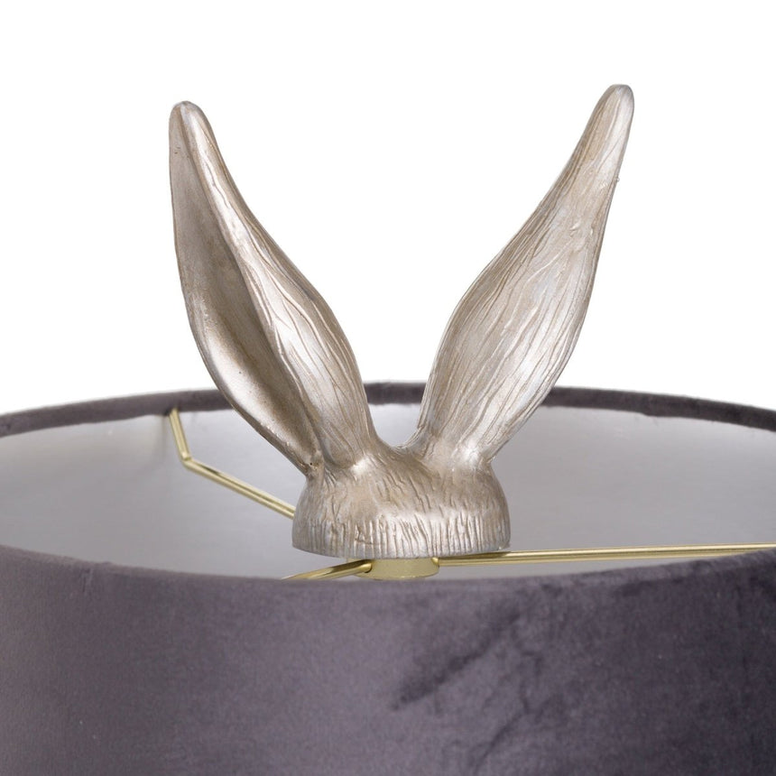 Silver Hare Table Lamp With Grey Velvet Shade Luxury Home Decor Garden & Outdoor And Gifts