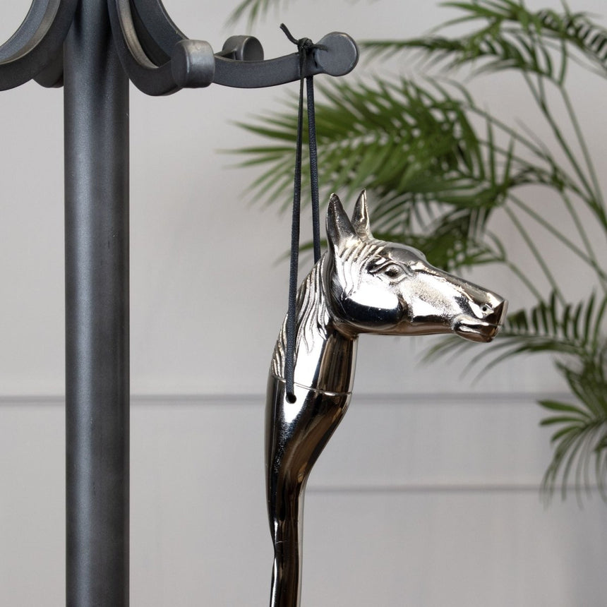 Silver Nickel Horse Head Detail Shoe Horn - Decorative Ornaments UK Luxury Home Decor Garden & Outdoor And Gifts