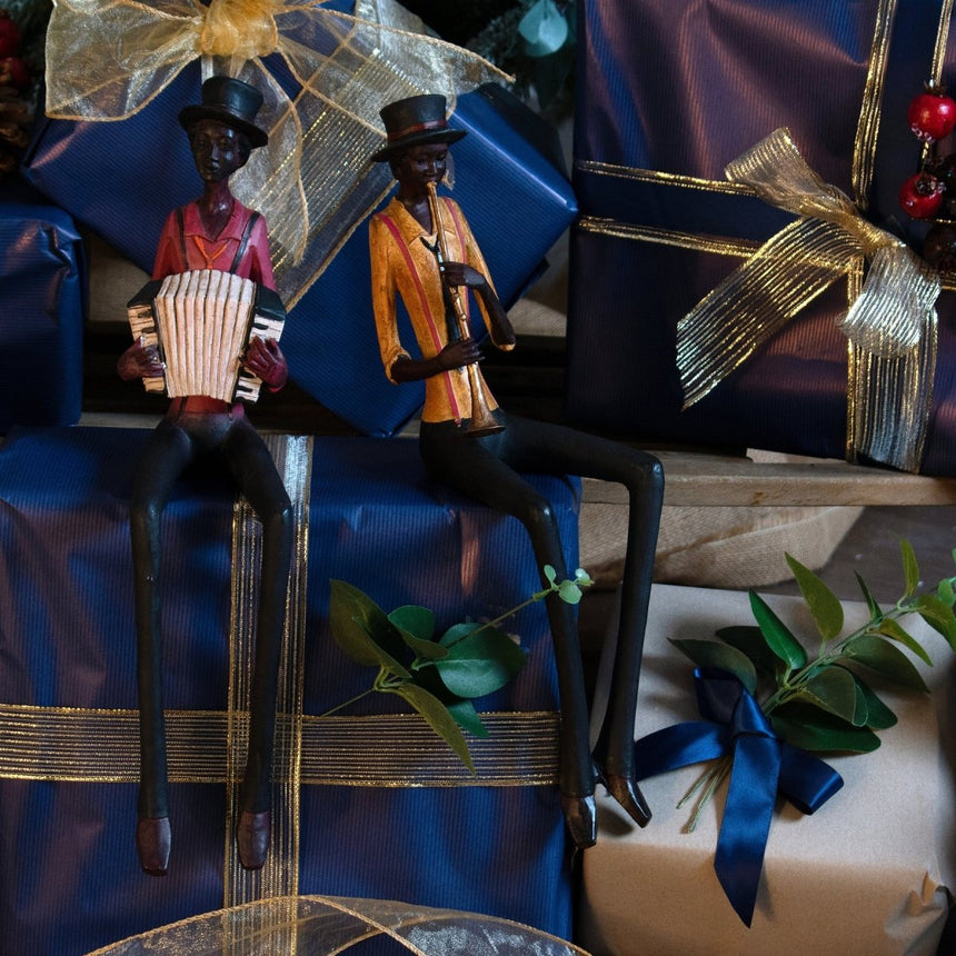Sitting Jazz Band Squeeze Box - Decorative Ornaments UK Luxury Home Decor Garden & Outdoor And Gifts