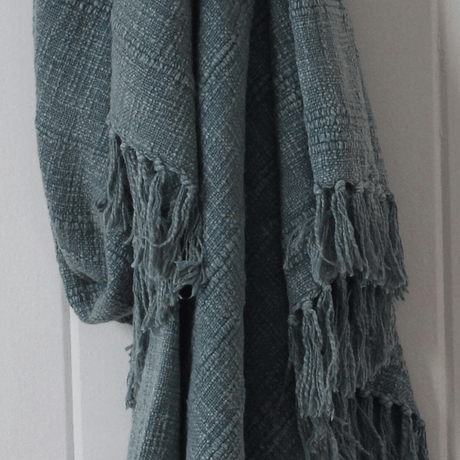 Slate Throw - 100% Cotton, Tasselled Edge, 180x130cm Quality Home Decor Garden & Outdoor Living and Gifts