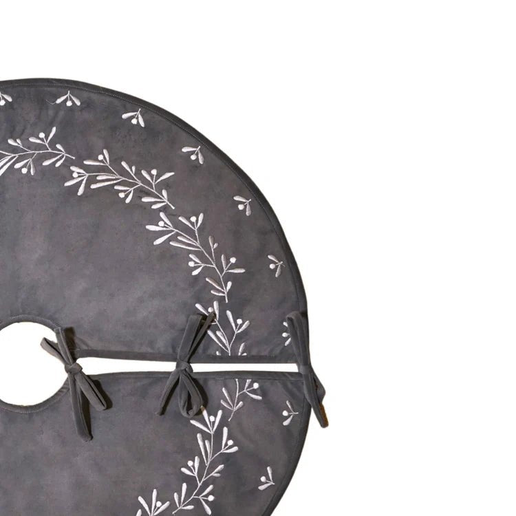 Slate Velvet Mistletoe Christmas Tree Skirt Quality Home Decor Garden & Outdoor Living and Gifts