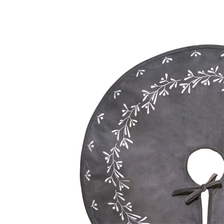 Slate Velvet Mistletoe Christmas Tree Skirt Quality Home Decor Garden & Outdoor Living and Gifts