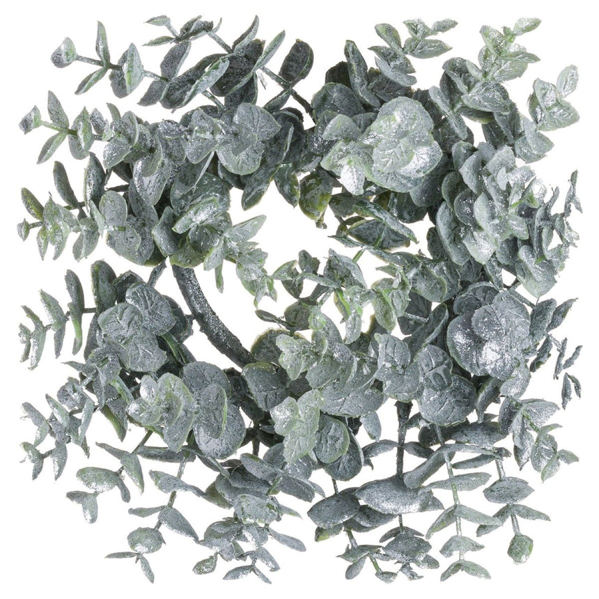 Small 25cm Artificial Frosted Eucalyptus Candle Wreath Luxury Home Decor Garden & Outdoor And Gifts