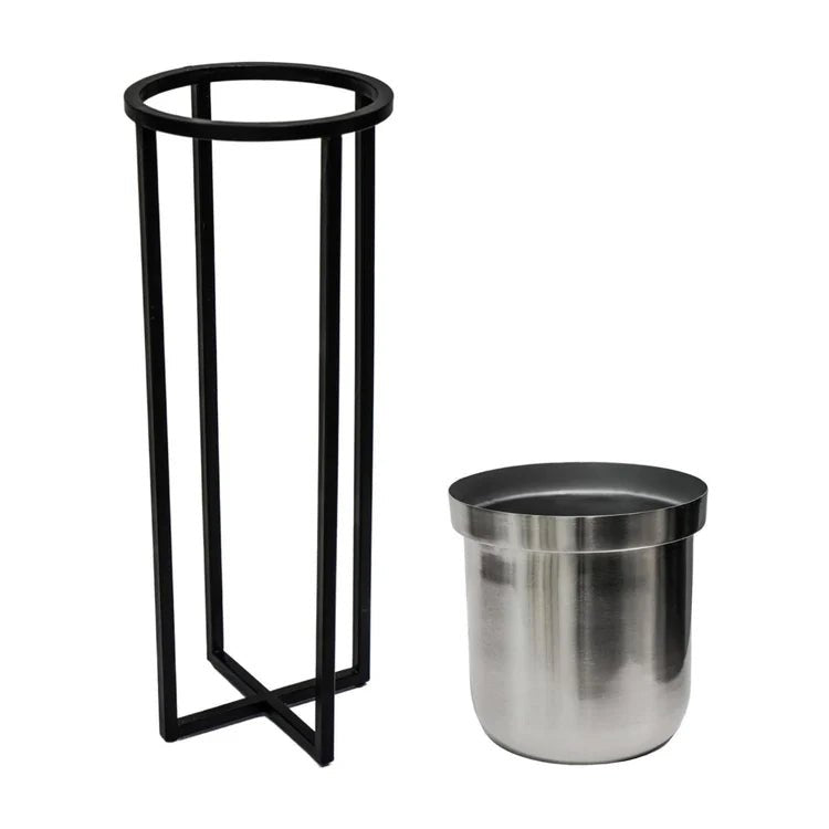 Small Antique Pewter Indoor Planter Stand - Black Frame Luxury Home Decor Garden & Outdoor And Gifts