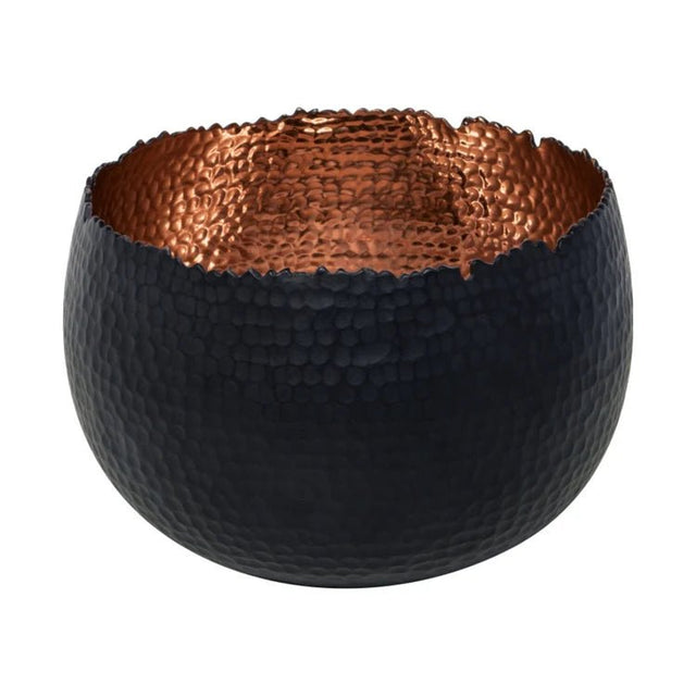 Small Black & Copper Hammered Bowl - Accent Piece and/or Waterproof Indoor Planter Luxury Home Decor Garden & Outdoor And Gifts