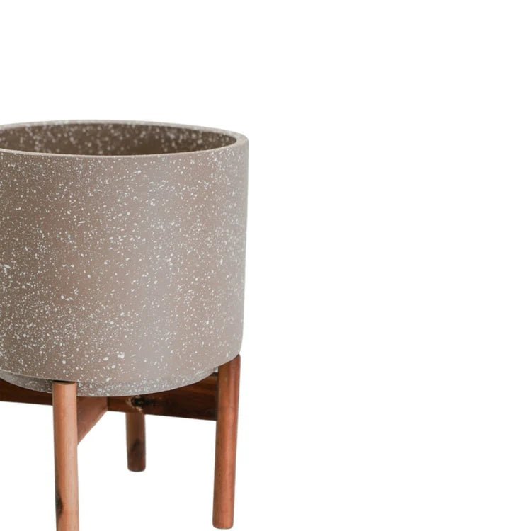 Small Caramel Brown Indoor Pot Plant Stand - Terrazzo Speckled Effect Luxury Home Decor Garden & Outdoor And Gifts