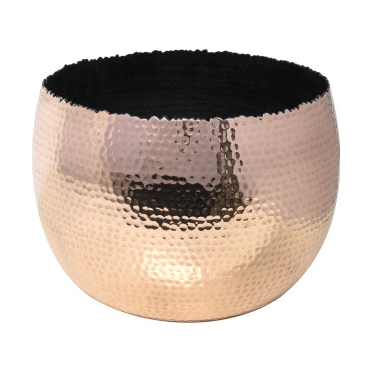 Small Copper & Black Hammered Bowl - Accent Piece and/or Waterproof Indoor Planter Luxury Home Decor Garden & Outdoor And Gifts