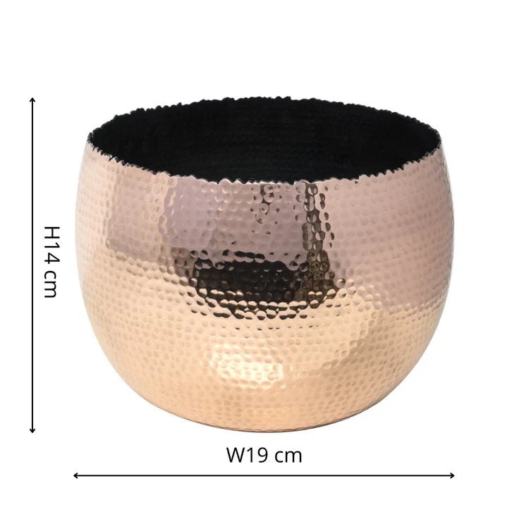 Small Copper & Black Hammered Bowl - Accent Piece and/or Waterproof Indoor Planter Luxury Home Decor Garden & Outdoor And Gifts