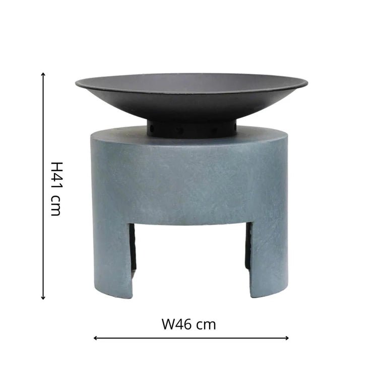 Small Garden Fire Pit/Bowl & Oval Console Cement Grey & Black Steel - Frost Resistant Quality Home Decor Garden & Outdoor Living and Gifts