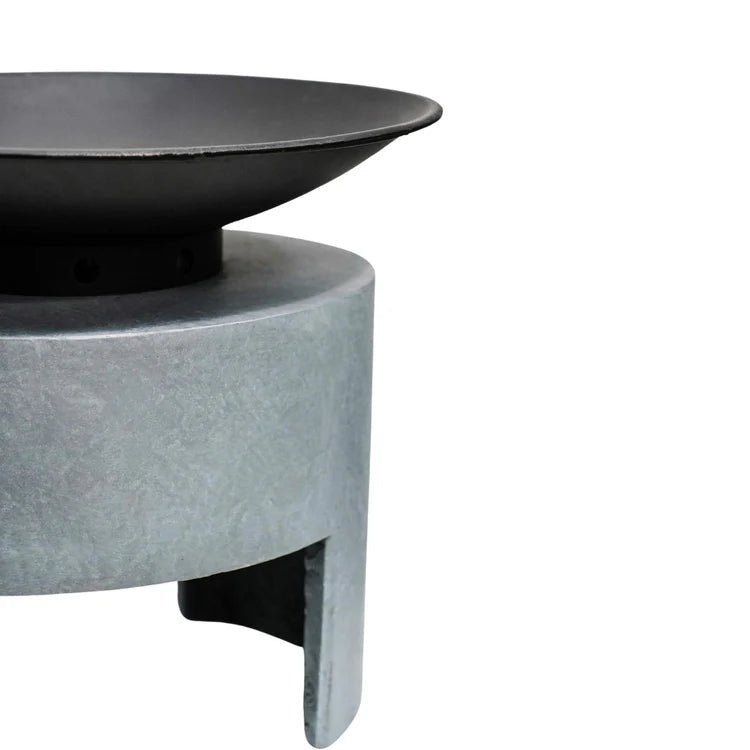 Small Garden Fire Pit/Bowl & Oval Console Cement Grey & Black Steel - Frost Resistant Quality Home Decor Garden & Outdoor Living and Gifts