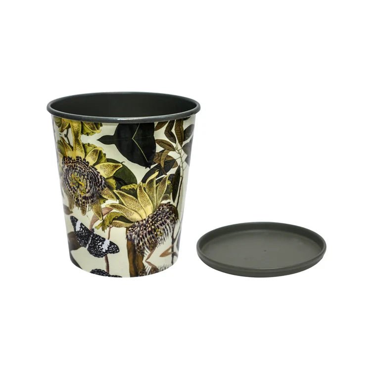 Small Kew Gardens Archive Print Metal Planter & Saucer Set - Comes in a Gift Box Luxury Home Decor Garden & Outdoor And Gifts