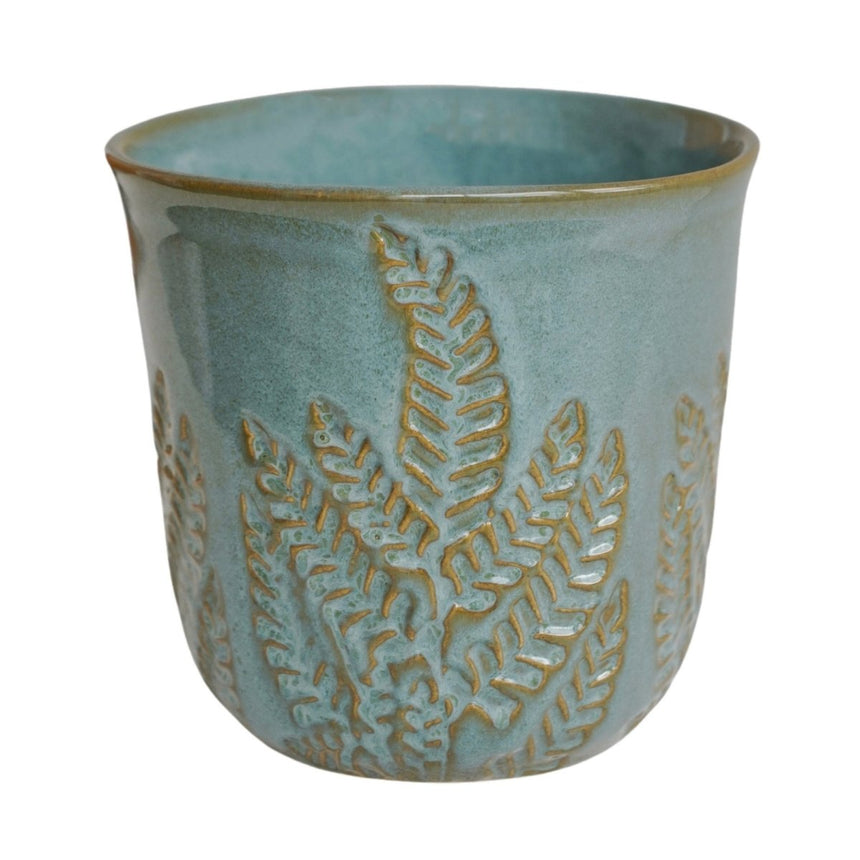 Small Kew Gardens Fern Pattern Teal Ceramic Indoor Planter Luxury Home Decor Garden & Outdoor And Gifts