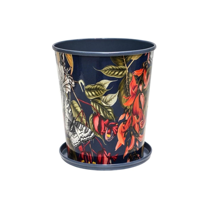 Small Kew Gardens Print Metal Planter & Saucer Set - Comes in a Gift Box Luxury Home Decor Garden & Outdoor And Gifts