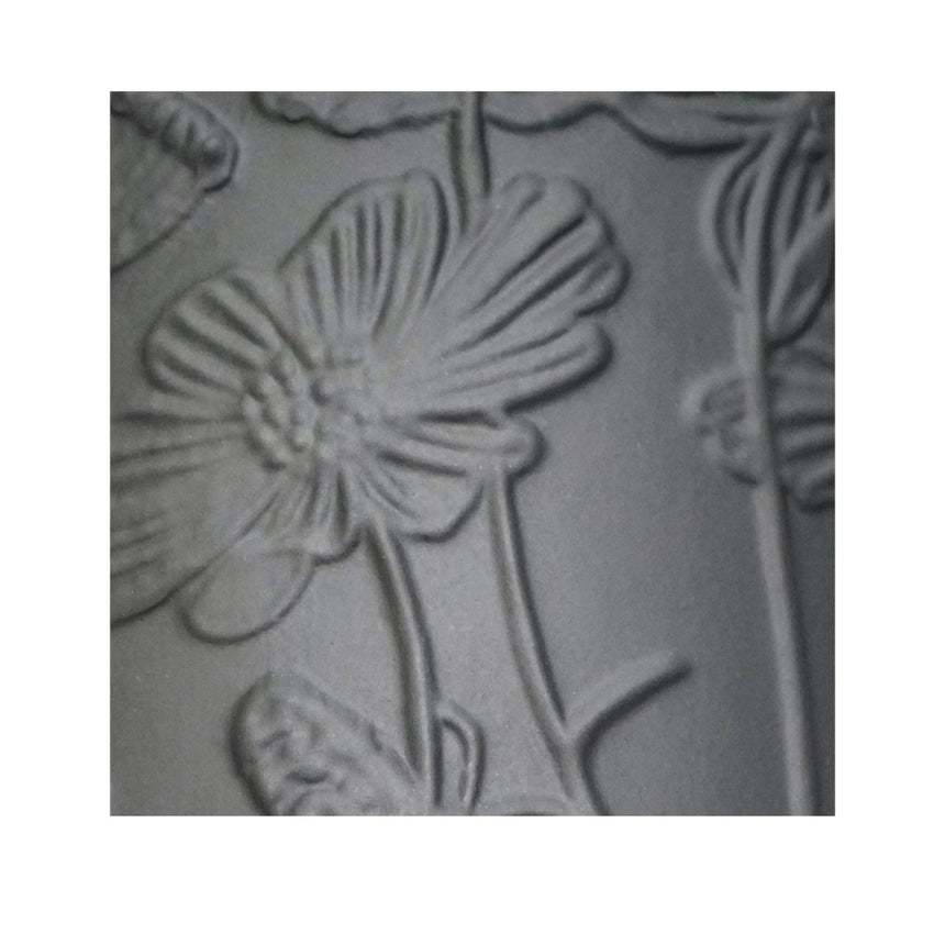 Small Kew Gardens Stoneware Dark Grey Indoor Planter - Handmade With a Meadow Flowers Embossed Pattern Luxury Home Decor Garden & Outdoor And Gifts